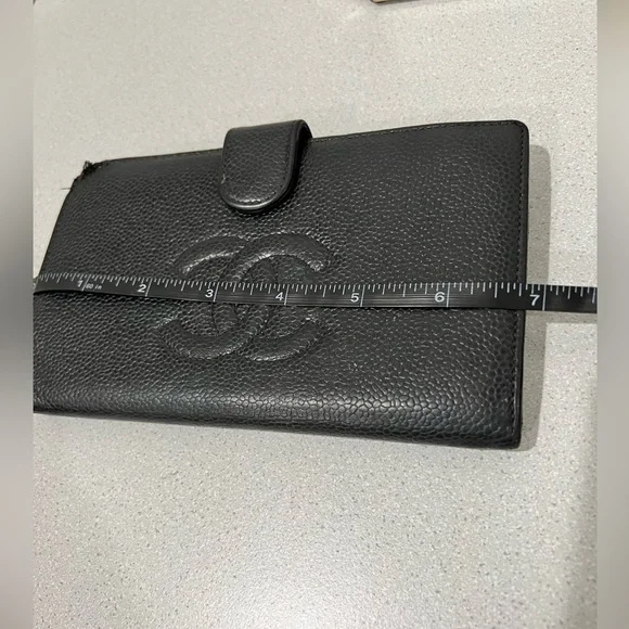 Chanel Caviar Timeless CC French Wallet in Black